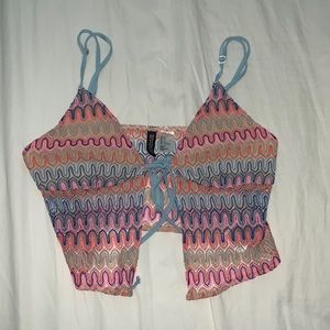 colorful tie crop top